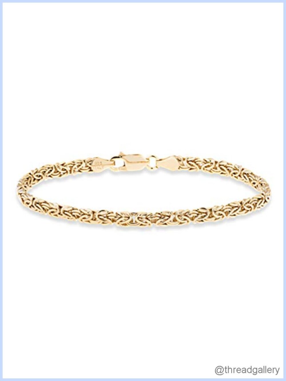 Italian 18K Gold Plated 925 Sterling Silver Byzantine Link Chain Bracelet